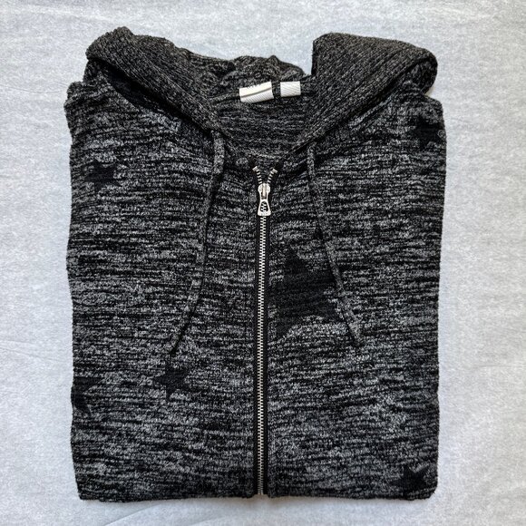 GAP Softspun full-zip hoodie in marled black star print - Picture 2 of 8